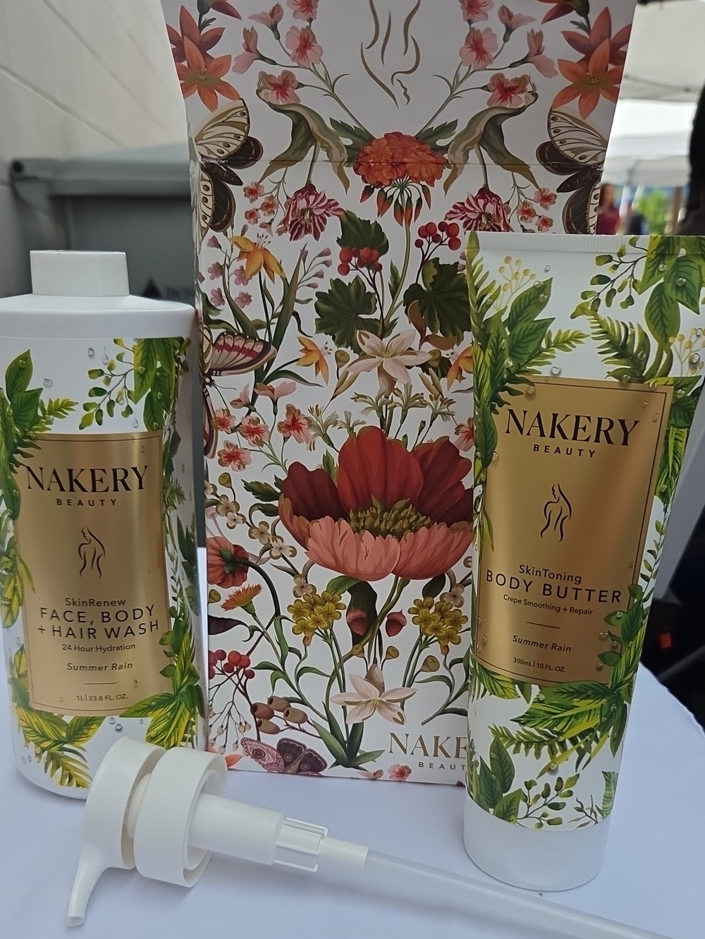 Summer Rain Face, Body & Hair Wash + SkinToning Body Butter (Green / White)